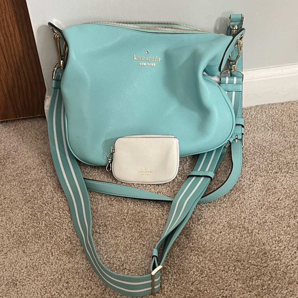 Kate Spade Light Blue and White Crossbody Bag Set